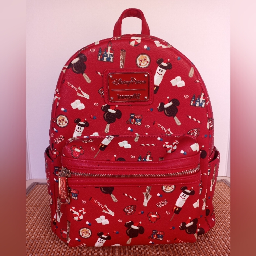 Disney Parks Loungefly Exclusive Holiday Sweet Treats Red Backpack